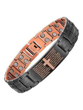 Mens Copper Cross Bracelet Magnetic Adjustable Bracelet Healing Jewelry Gift